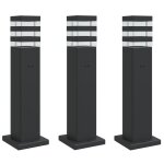 Vidaxl lampadaires d'ext�rieur avec sortie 3 pcs noir 50 cm aluminium