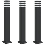 Vidaxl lampadaires d'ext�rieur avec sortie 3 pcs noir 80 cm aluminium