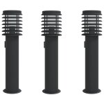 Vidaxl lampadaires d'ext�rieur avec sortie 3 pcs noir acier inoxydable