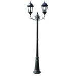Vidaxl lampadaire de jardin 2 bras 230 cm vert fonc / noir aluminium