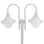 Vidaxl lampadaire de jardin e27 220 cm aluminium 2 lanternes blanc
