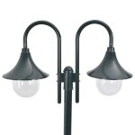 Vidaxl lampadaire de jardin e27 220cm aluminium 2 lanternes vert fonc