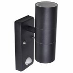 Vidaxl lampe murale � led avec capteur inox forme cylindrique noir