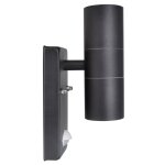 Vidaxl lampe murale � led avec capteur inox forme cylindrique noir