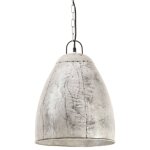 Vidaxl lampe suspendue industrielle 25 w argent rond 32 cm e27