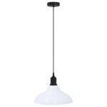 Vidaxl lampe suspendue rglable hauteur e27 blanc brillant 31cm mtal