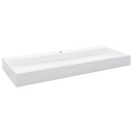 Vidaxl lavabo 120x46x11 cm fonte minrale / marbre blanc