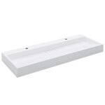 Vidaxl lavabo 120x46x11 cm fonte minrale / marbre blanc