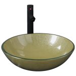 Vidaxl lavabo de bain avec robinet et drain � poussoir verre tremp�