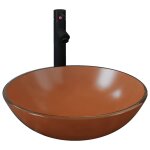 Vidaxl lavabo de bain avec robinet et drain  poussoir verre tremp