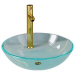 Vidaxl lavabo de bain avec robinet et drain à poussoir verre trempé Vidaxl lavabo de bain avec robinet et drain à poussoir verre trempé