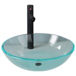 Vidaxl lavabo de bain avec robinet et drain à poussoir verre trempé Vidaxl lavabo de bain avec robinet et drain à poussoir verre trempé