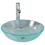 Vidaxl lavabo de bain avec robinet et drain � poussoir verre tremp�