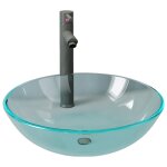 Vidaxl lavabo de bain avec robinet et drain � poussoir verre tremp�