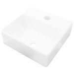 Vidaxl lavabo carr� � trou pour robinet c�ramique blanc