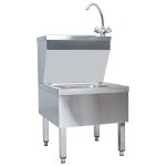 Vidaxl lavabo commercial de lavage des mains avec robinet inox