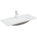 Vidaxl lavabo encastr� avec robinet 91x39x18 cm c�ramique blanc