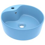 Vidaxl lavabo de luxe avec trop - plein bleu clair mat 36x13cm c�ramique