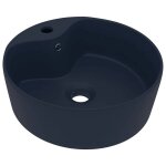 Vidaxl lavabo de luxe avec trop - plein bleu fonc� mat 36x13cm c�ramique