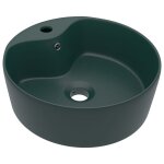 Vidaxl lavabo de luxe avec trop - plein vert fonc� mat 36x13cm c�ramique