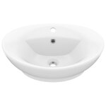 Vidaxl lavabo ovale de luxe � trop - plein blanc mat 58, 5x39cm c�ramique
