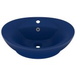 Vidaxl lavabo ovale  trop - plein bleu fonc mat 58, 5x39 cm cramique