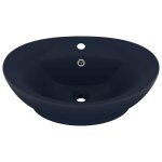 Vidaxl lavabo ovale � trop - plein bleu fonc� mat 58, 5x39 cm c�ramique