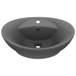 Vidaxl lavabo ovale � trop - plein gris fonc� mat 58, 5x39 cm c�ramique