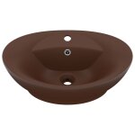 Vidaxl lavabo ovale  trop - plein marron fonc mat 58, 5x39 cm cramique