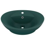 Vidaxl lavabo ovale � trop - plein vert fonc� mat 58, 5x39 cm c�ramique