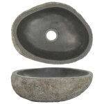 Vidaxl lavabo en pierre de rivi�re ovale (29 - 38)x(24 - 31) cm