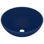 Vidaxl lavabo rond de luxe de salle bleu fonc� mat 32, 5x14cm c�ramique
