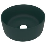 Vidaxl lavabo rond de luxe vert fonc� mat 40x15 cm c�ramique