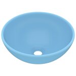 Vidaxl lavabo rond de salle de bain bleu clair mat 32, 5x14cm cramique
