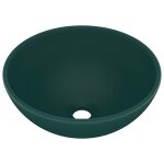 Vidaxl lavabo rond de salle de bain vert fonc� mat 32, 5x14cm c�ramique