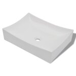 Vidaxl lavabo de salle de bain en cramique blanc brillant