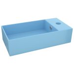 Vidaxl lavabo de salle de bain avec trop - plein cramique bleu clair