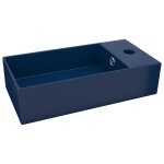 Vidaxl lavabo de salle de bain avec trop - plein cramique bleu fonc