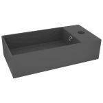 Vidaxl lavabo de salle de bain avec trop - plein c�ramique gris fonc�