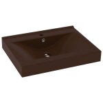 Vidaxl lavabo avec trou de robinet marron fonc mat 60x46 cm cramique