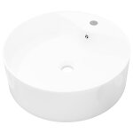 Vidaxl lavabo � trou de trop - plein / robinet c�ramique blanc rond