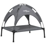 Vidaxl lit pour chien avec auvent anthracite tissu oxford et acier