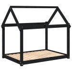 Vidaxl lit pour chien noir 111x80x100 cm bois de pin solide