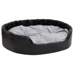 Vidaxl lit chiens noir et gris 99x89x21 cm peluche et similicuir