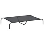 Vidaxl lit sur�lev� pour chien noir 130x80x20 cm textil�ne et acier