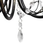 Vidaxl lustre m�tal noir style art nouveau + perles crystal 3 x e14 ampoules