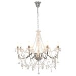 Vidaxl lustre avec perles argenté 8 ampoules e14 Vidaxl lustre avec perles argenté 8 ampoules e14