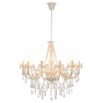 Vidaxl lustre avec perles blanc 12 ampoules e14 Vidaxl lustre avec perles blanc 12 ampoules e14