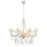 Vidaxl lustre avec perles blanc 8 ampoules e14