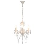 Vidaxl lustre avec perles blanc rond 3 x e14